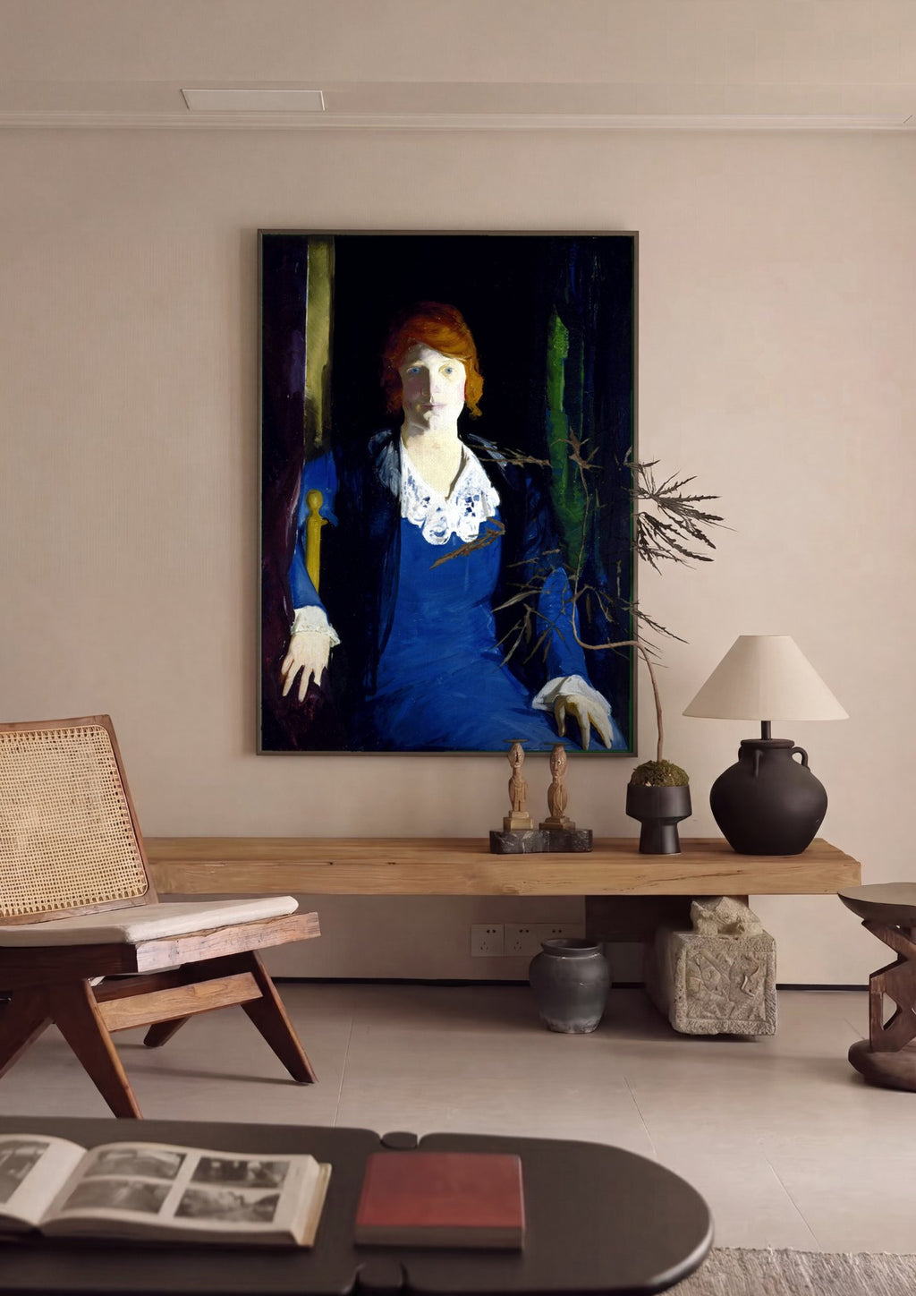 Quadro Decorativo Senhora em Azul - George Bellows em ambiente decorado