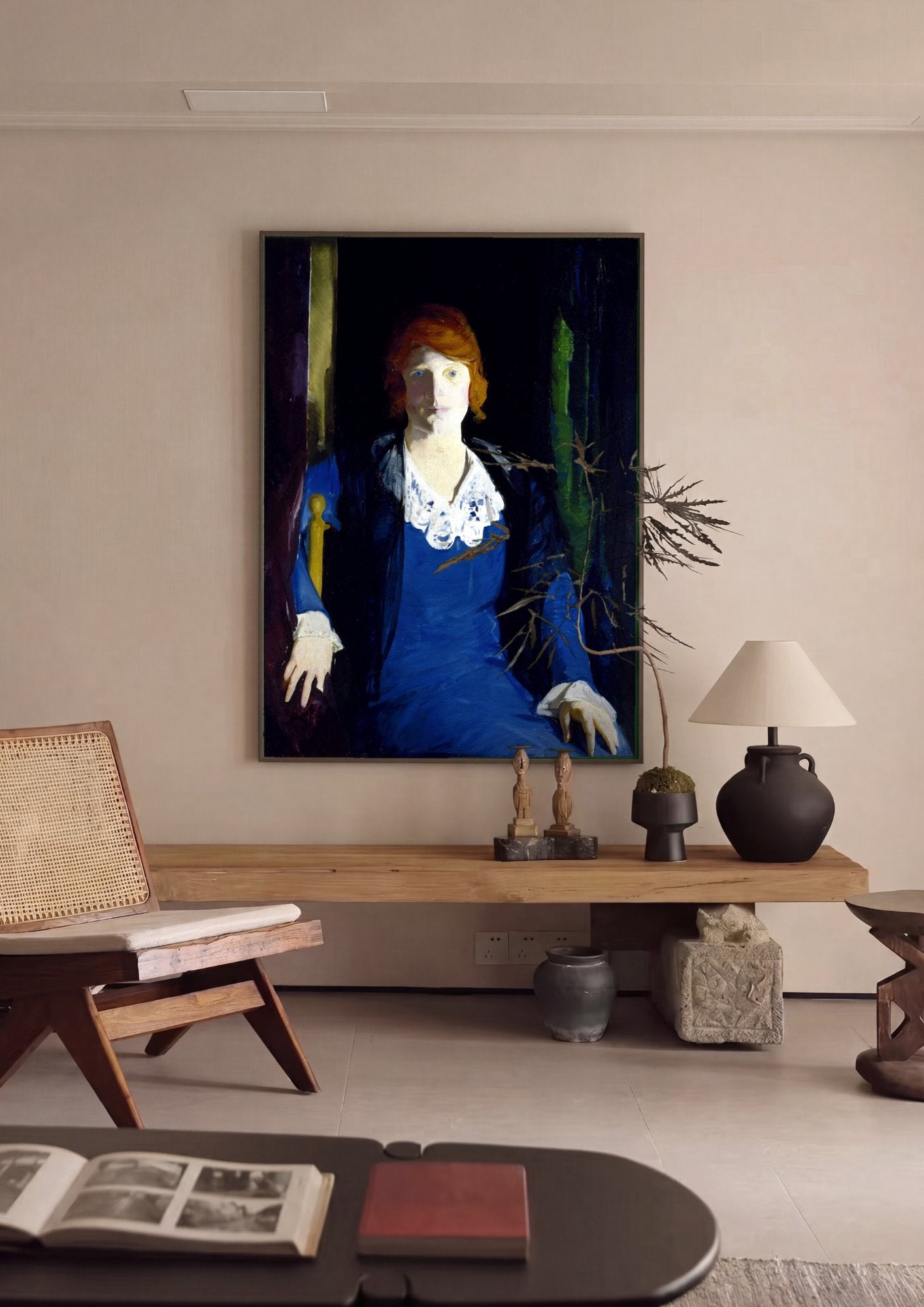 Quadro Decorativo Senhora em Azul - George Bellows em ambiente decorado