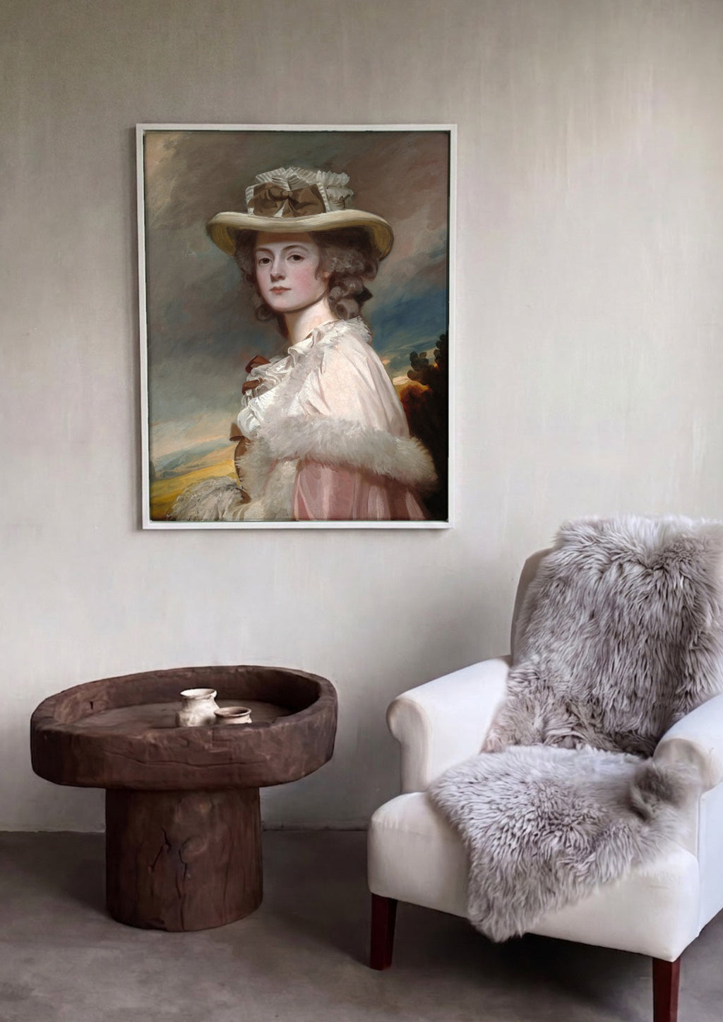 Quadro Decorativo Retrato de Dama - George Romney em ambiente decorado