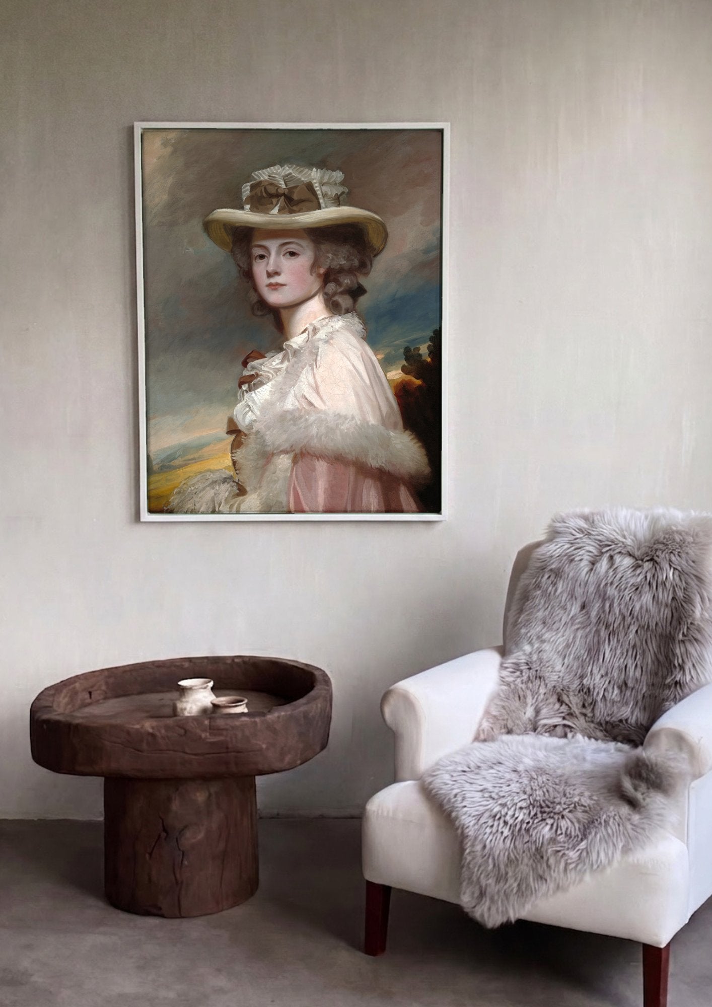 Quadro Decorativo Retrato de Dama - George Romney em ambiente decorado