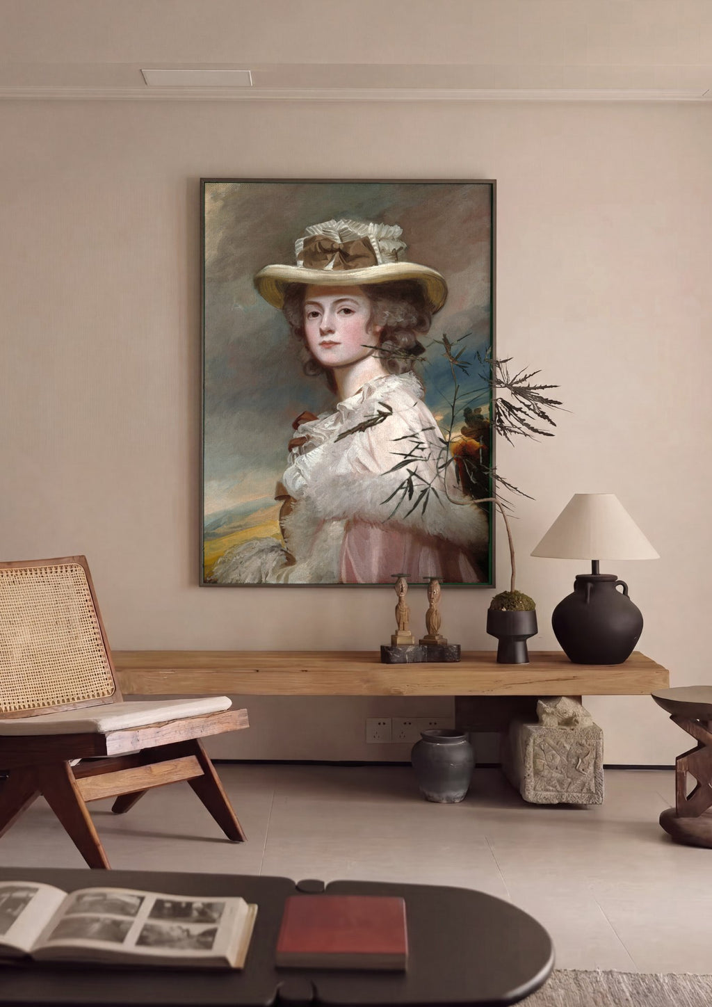 Quadro Decorativo Retrato de Dama - George Romney em ambiente decorado