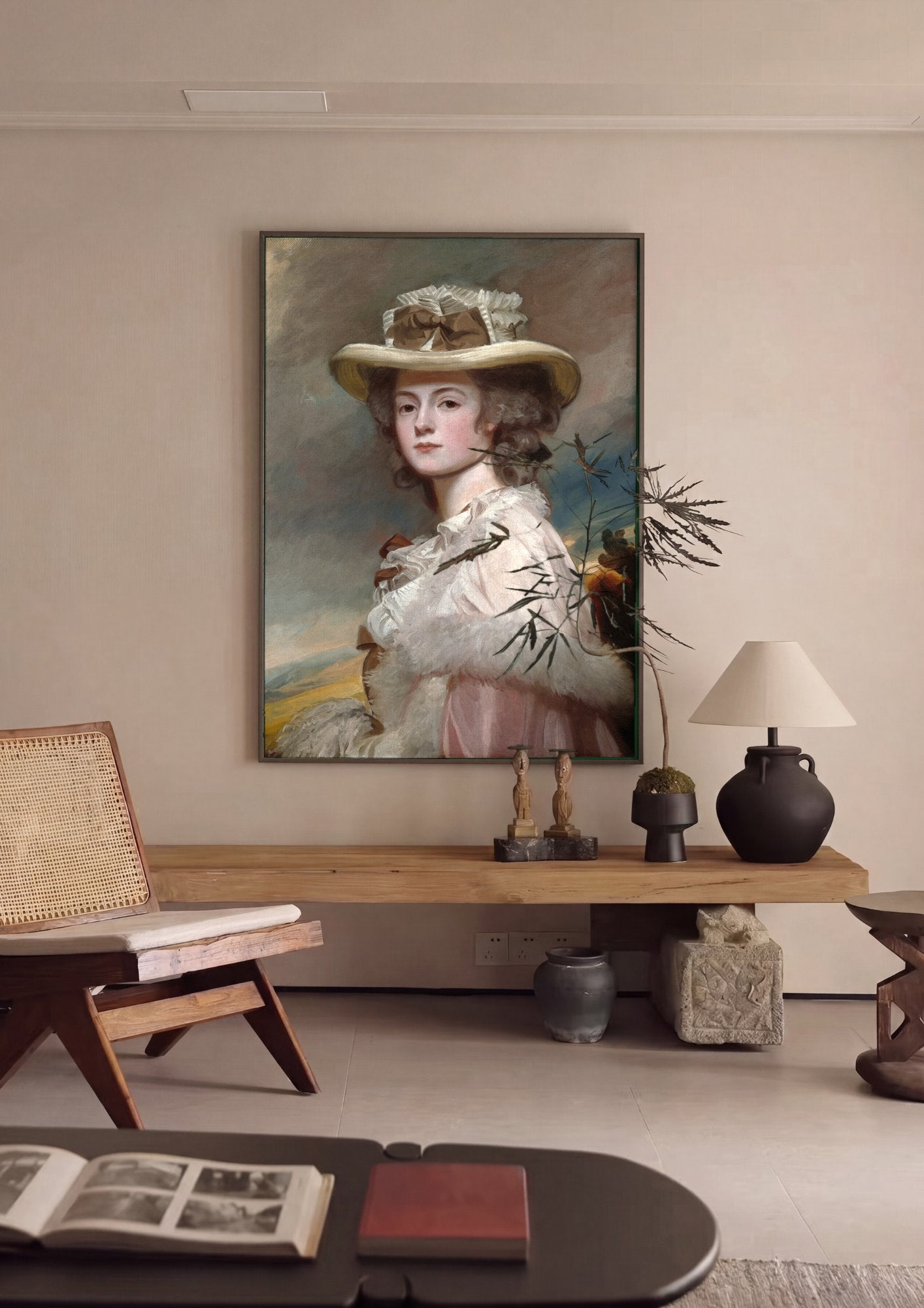 Quadro Decorativo Retrato de Dama - George Romney em ambiente decorado