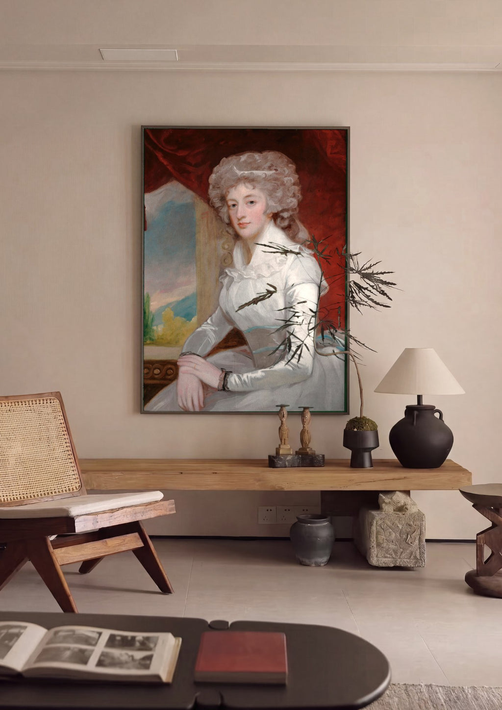 Quadro Decorativo Retrato de Dama - George Romney em ambiente decorado