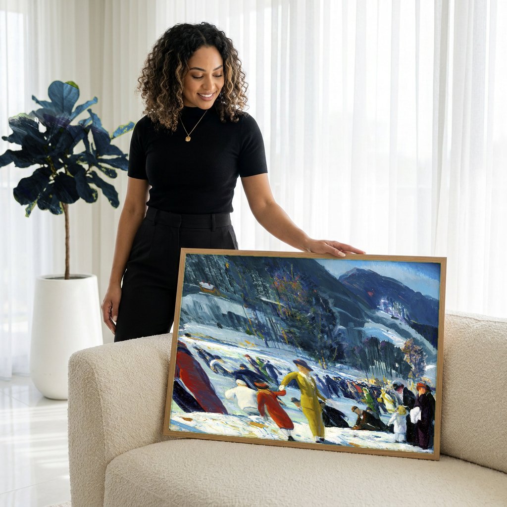 Quadro Decorativo Cena de Inverno - George Bellows com modelo em ambiente
