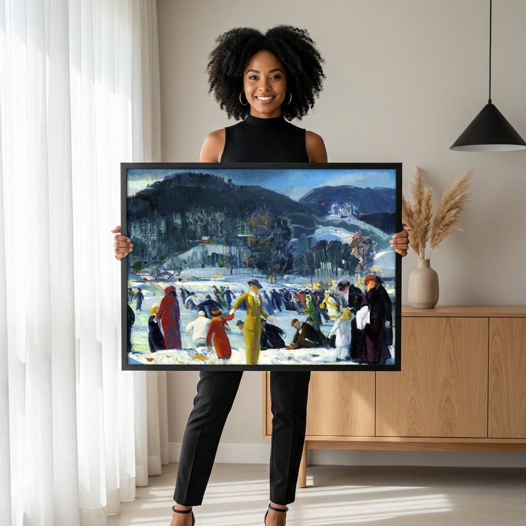 Quadro Decorativo Cena de Inverno - George Bellows com modelo em ambiente
