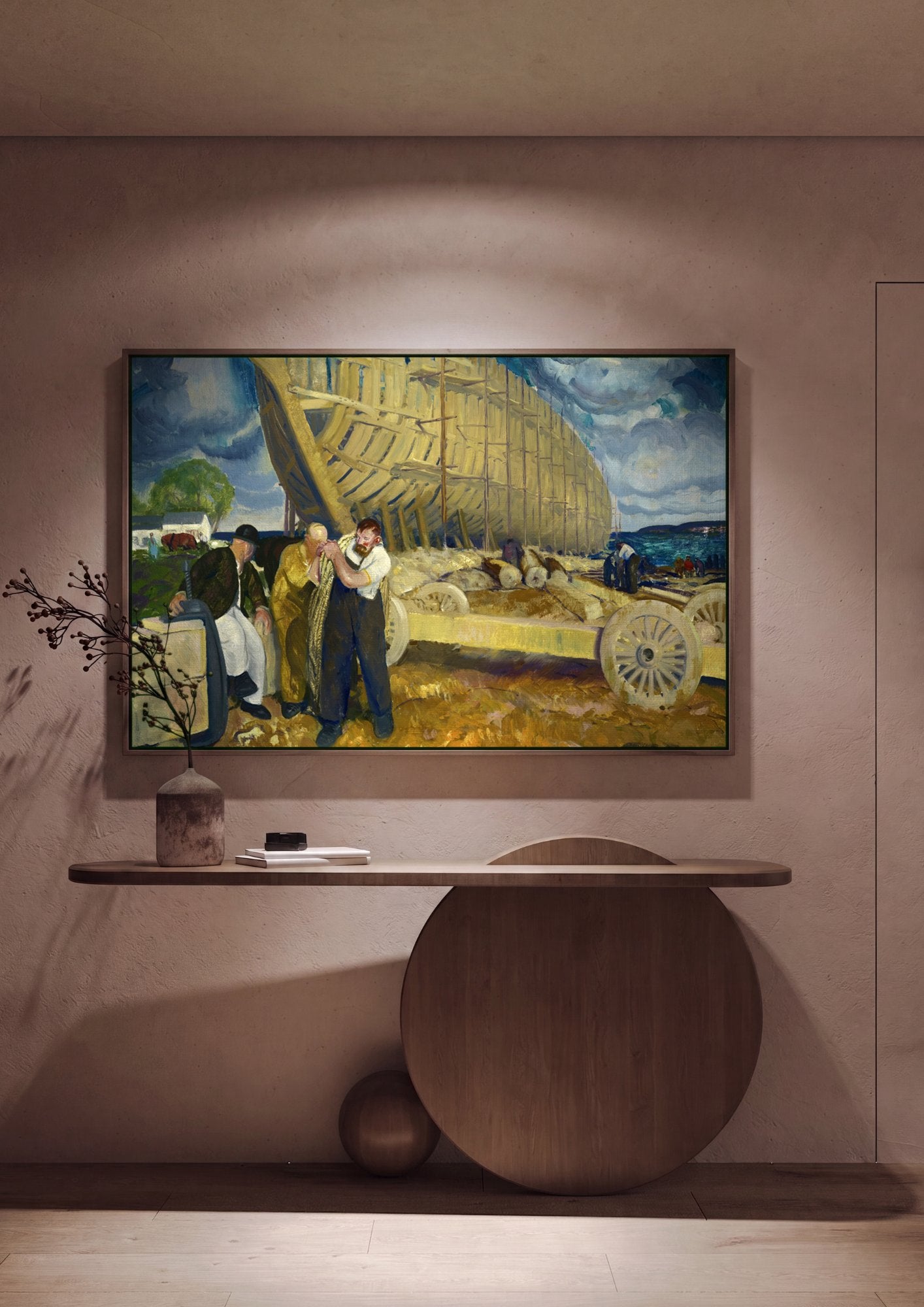 Quadro Decorativo Homens do Porto - George Bellows em ambiente decorado