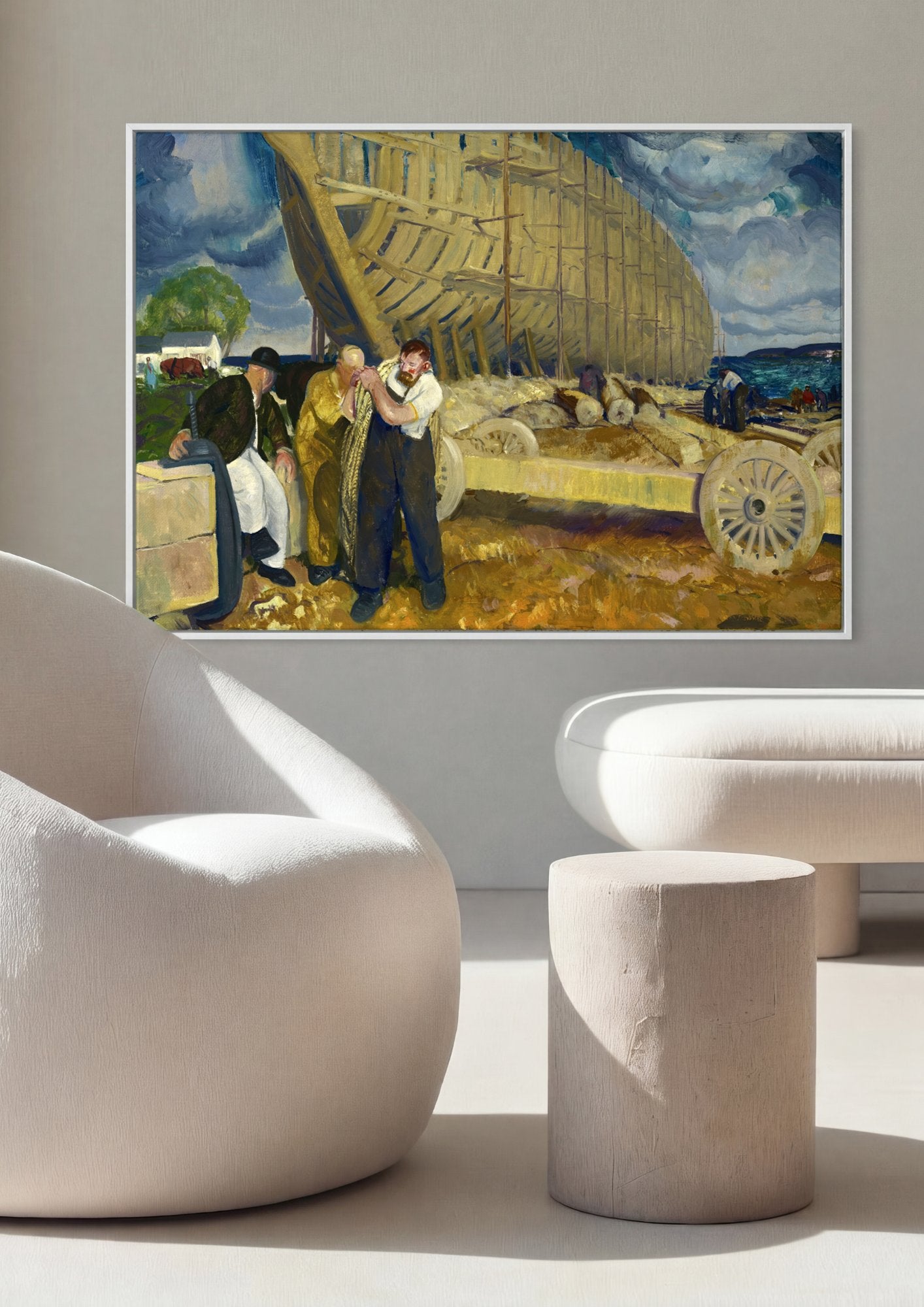 Quadro Decorativo Homens do Porto - George Bellows em ambiente decorado