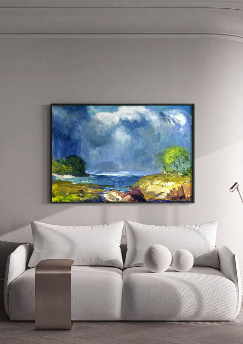 Quadro Decorativo 'Mar Tempestuoso' - George Bellows em ambiente decorado