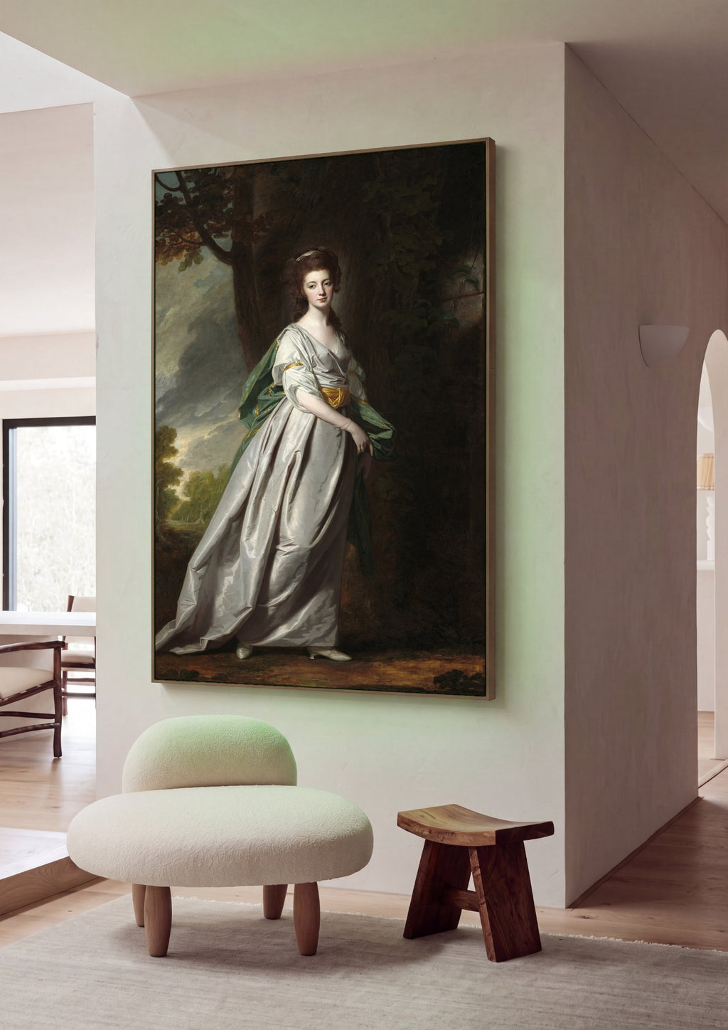 Quadro Decorativo Retrato de Dama - George Romney em ambiente decorado
