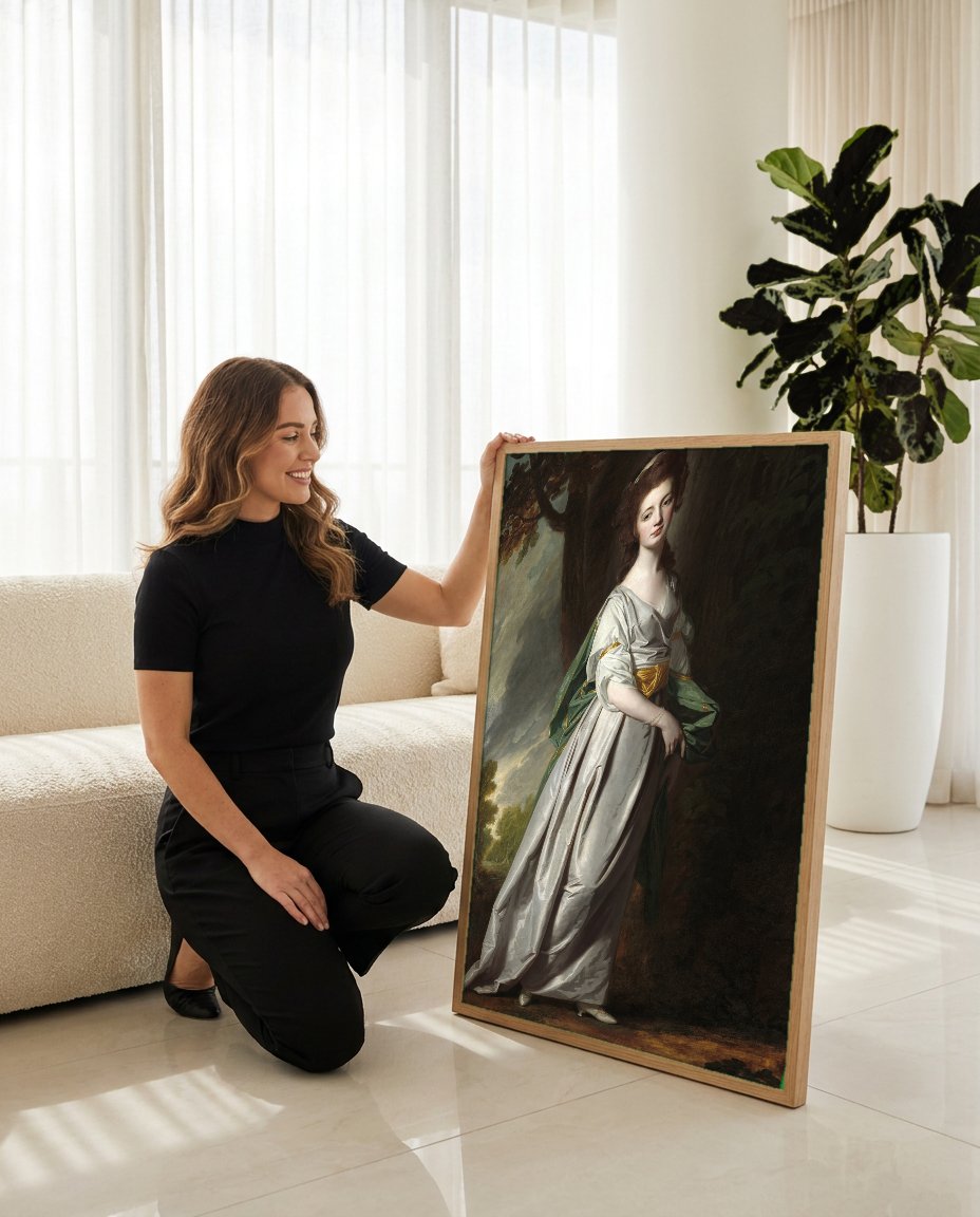 Quadro Decorativo Retrato de Dama - George Romney com modelo em ambiente