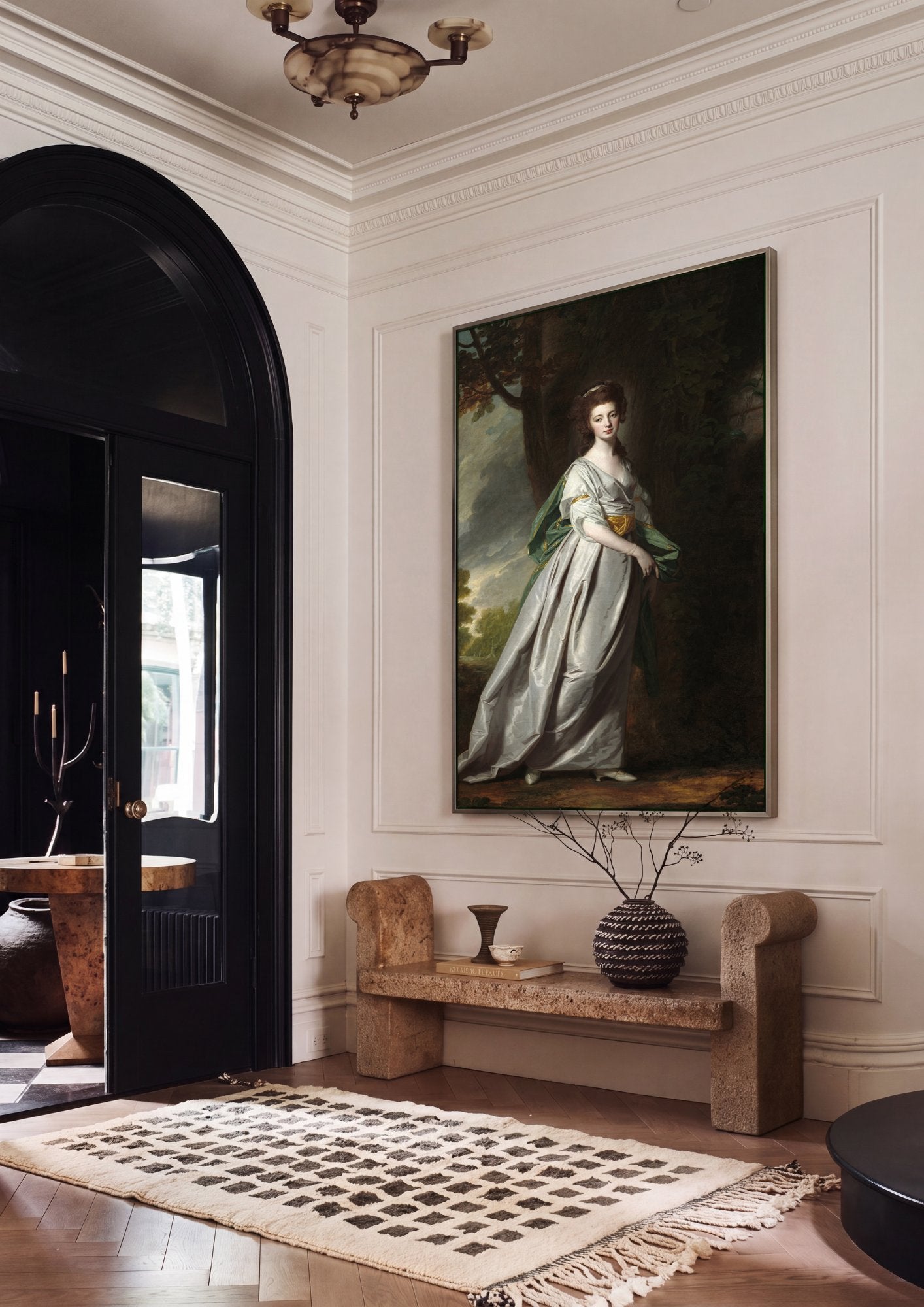 Quadro Decorativo Retrato de Dama - George Romney em ambiente decorado