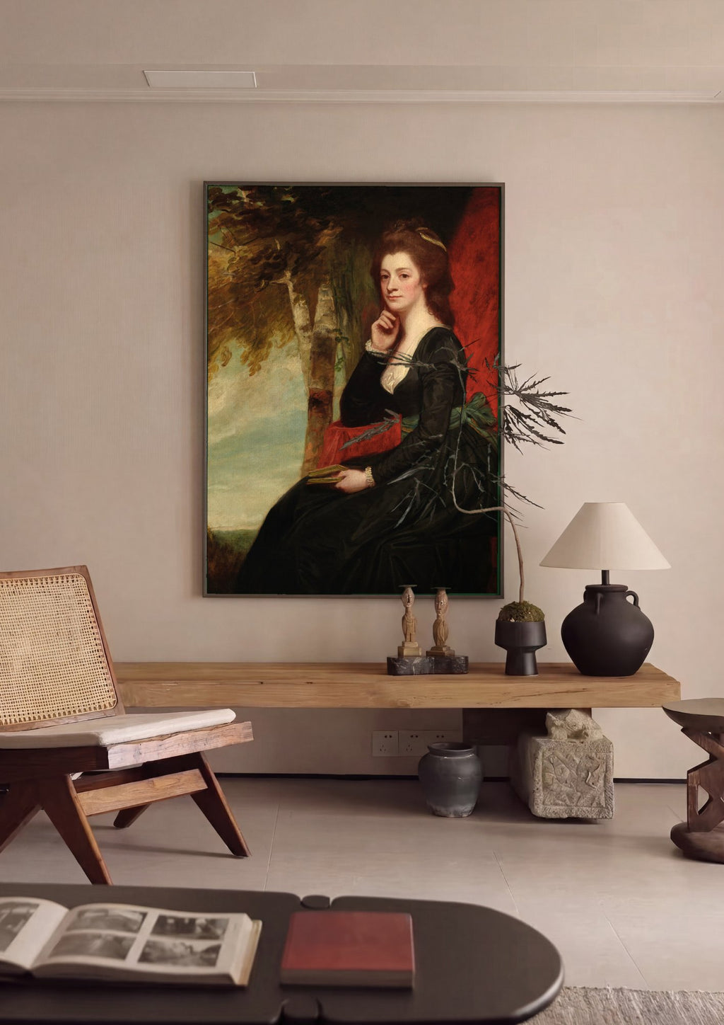 Quadro Decorativo Retrato de Dama - George Romney em ambiente decorado