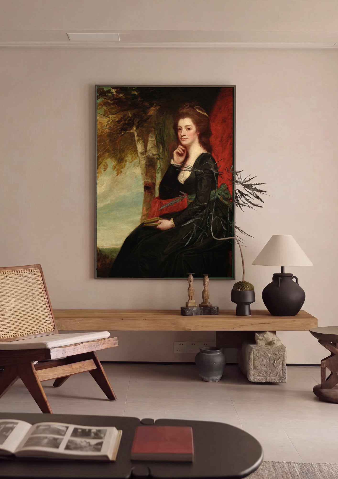 Quadro Decorativo Retrato de Dama - George Romney em ambiente decorado