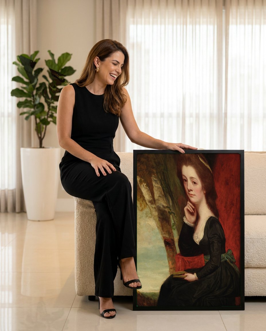 Quadro Decorativo Retrato de Dama - George Romney com modelo em ambiente