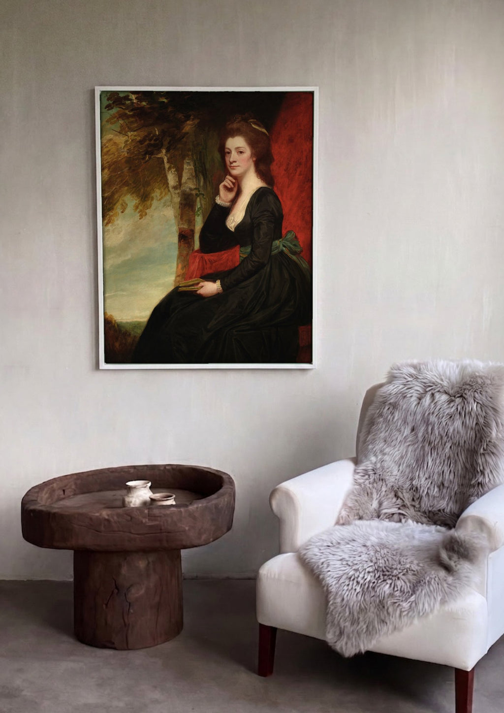 Quadro Decorativo Retrato de Dama - George Romney em ambiente decorado