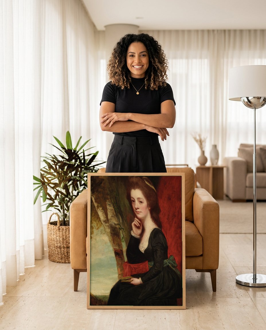 Quadro Decorativo Retrato de Dama - George Romney com modelo em ambiente