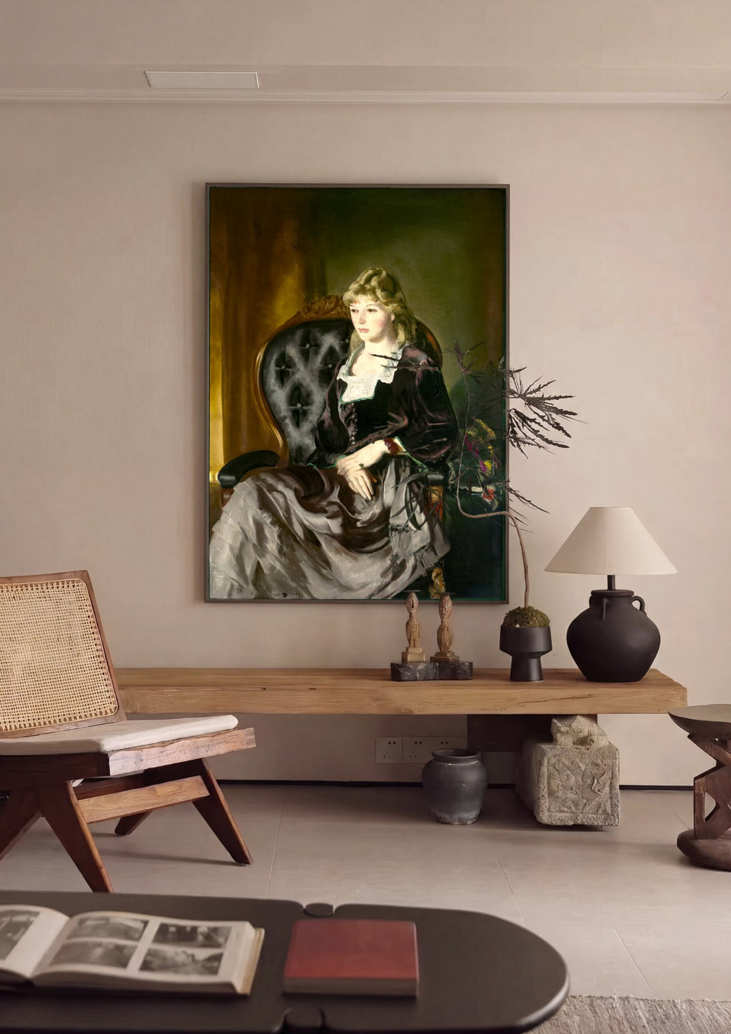 Quadro Decorativo A Dama de Preto - George Bellows em ambiente decorado