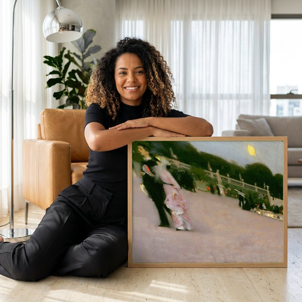 Quadro Decorativo Jardins de Luxemburgo - John Singer Sargent com modelo em ambiente
