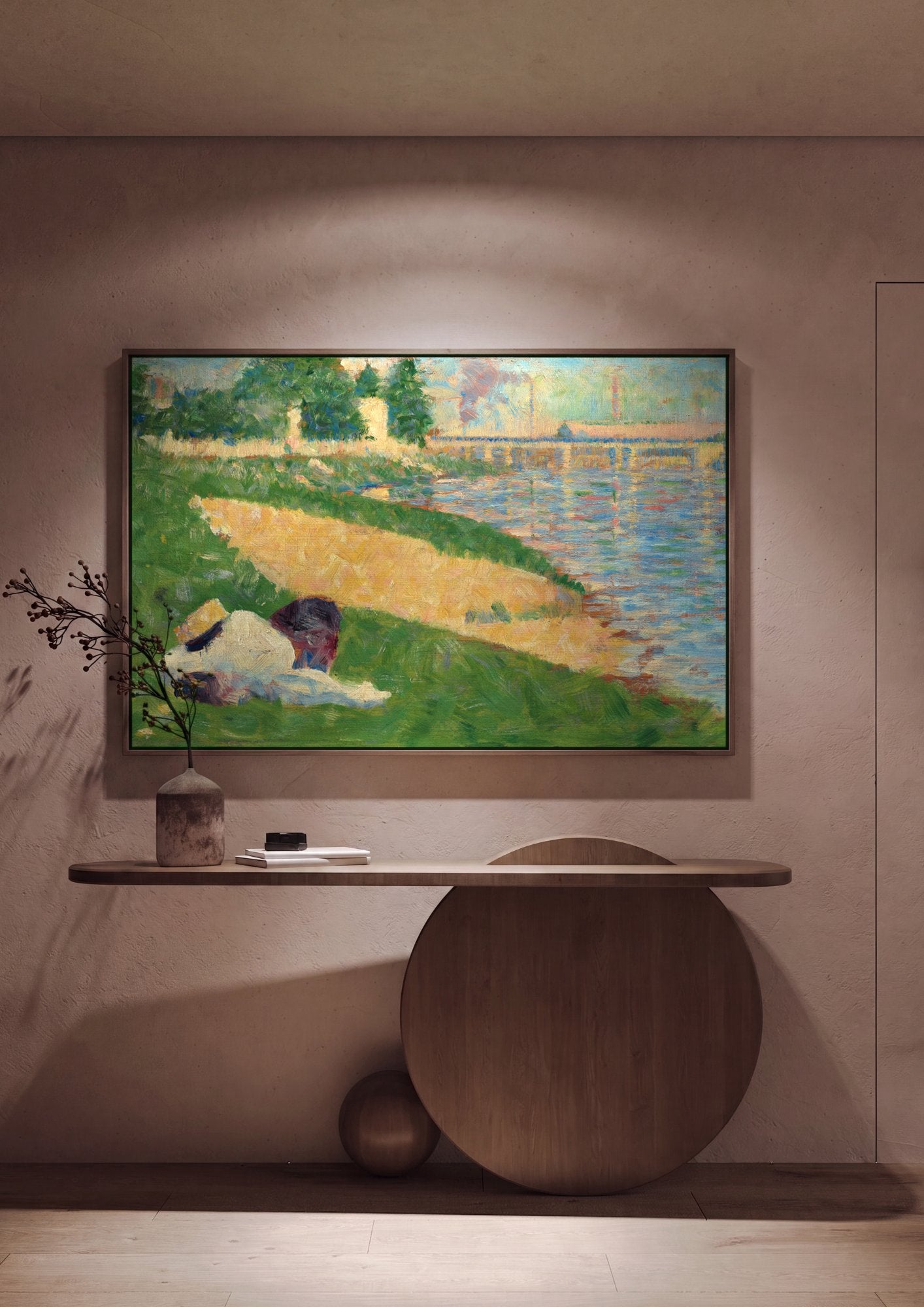 Quadro Decorativo Banhista à Beira do Rio - Georges Seurat em ambiente decorado