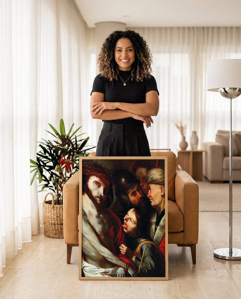 Quadro Decorativo Ecce Homo - Jusepe de Ribera com modelo em ambiente