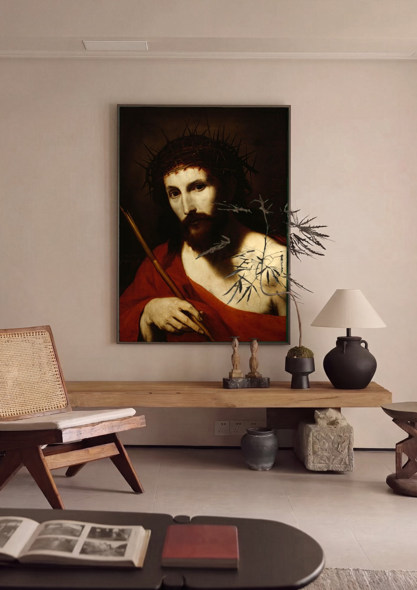 Quadro Decorativo Ecce Homo - Jusepe de Ribera em ambiente decorado
