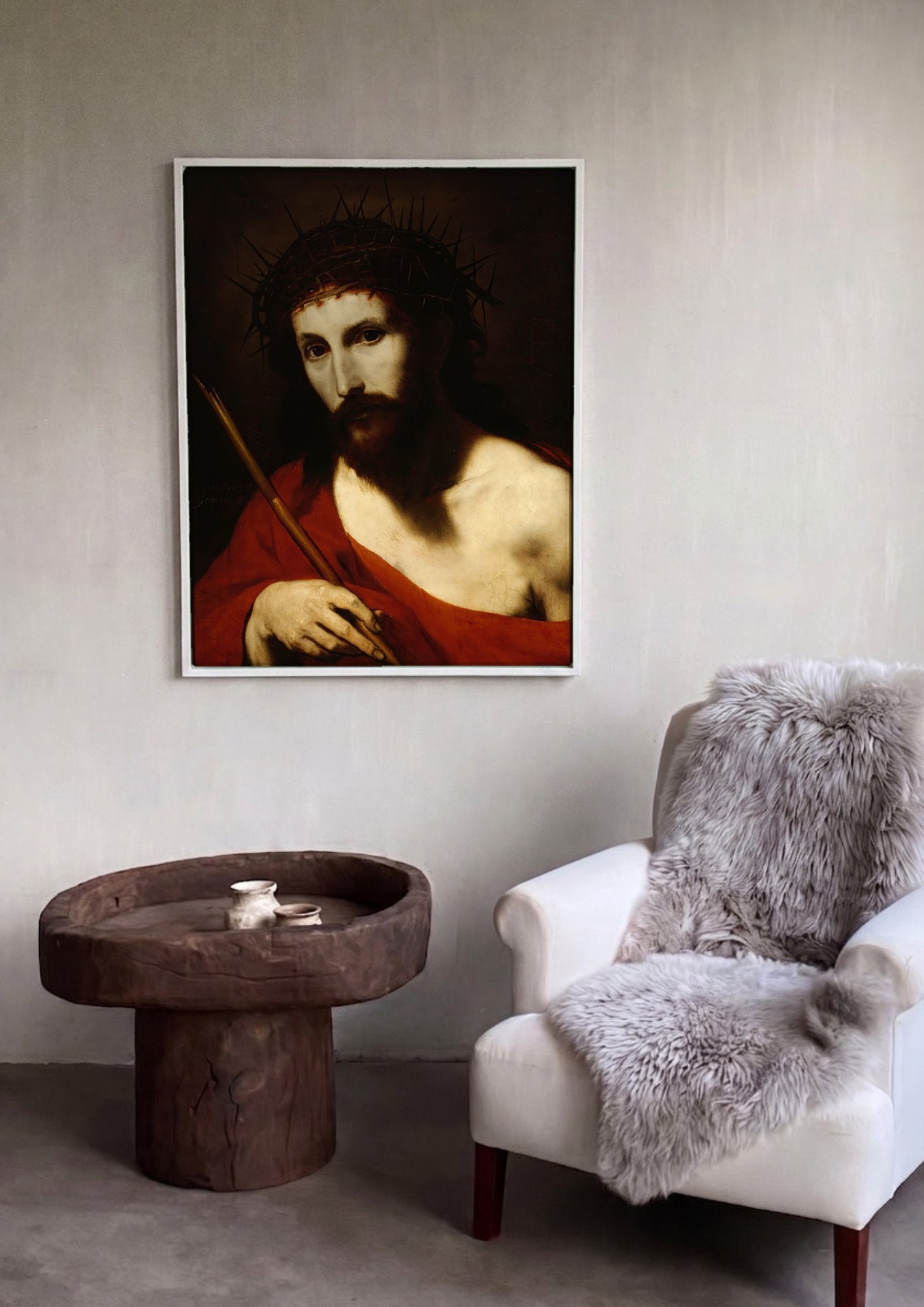 Quadro Decorativo Ecce Homo - Jusepe de Ribera em ambiente decorado