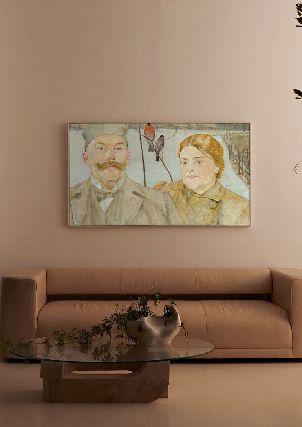 Quadro Decorativo 'Autoretrato com Maria' - Jacek Malczewski em ambiente decorado