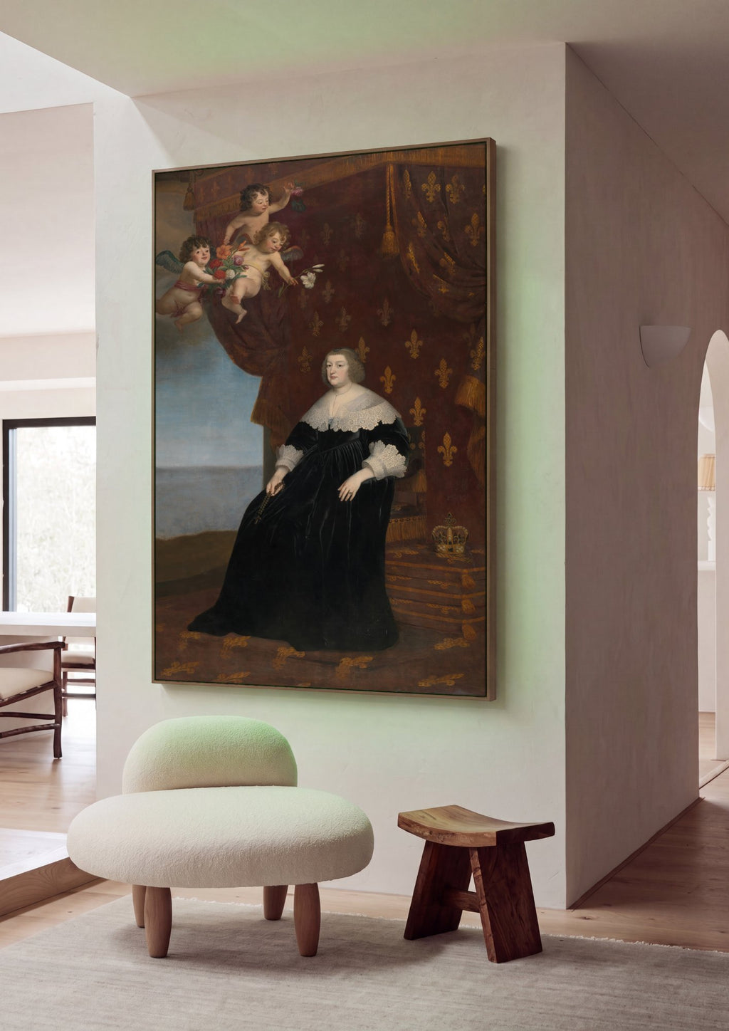 Quadro Decorativo 'Rainha Ana da Áustria' - Honthorst em ambiente decorado