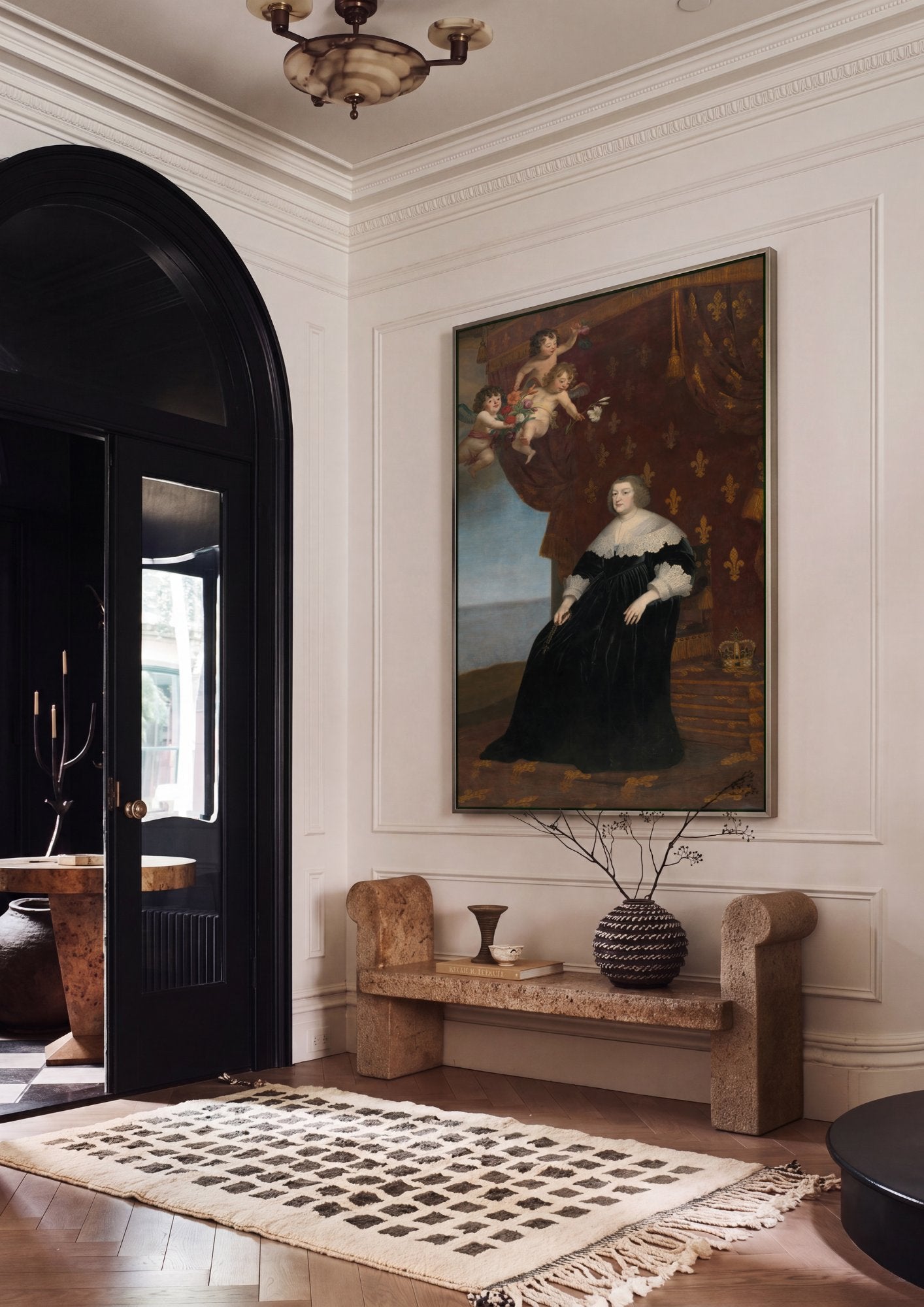 Quadro Decorativo 'Rainha Ana da Áustria' - Honthorst em ambiente decorado