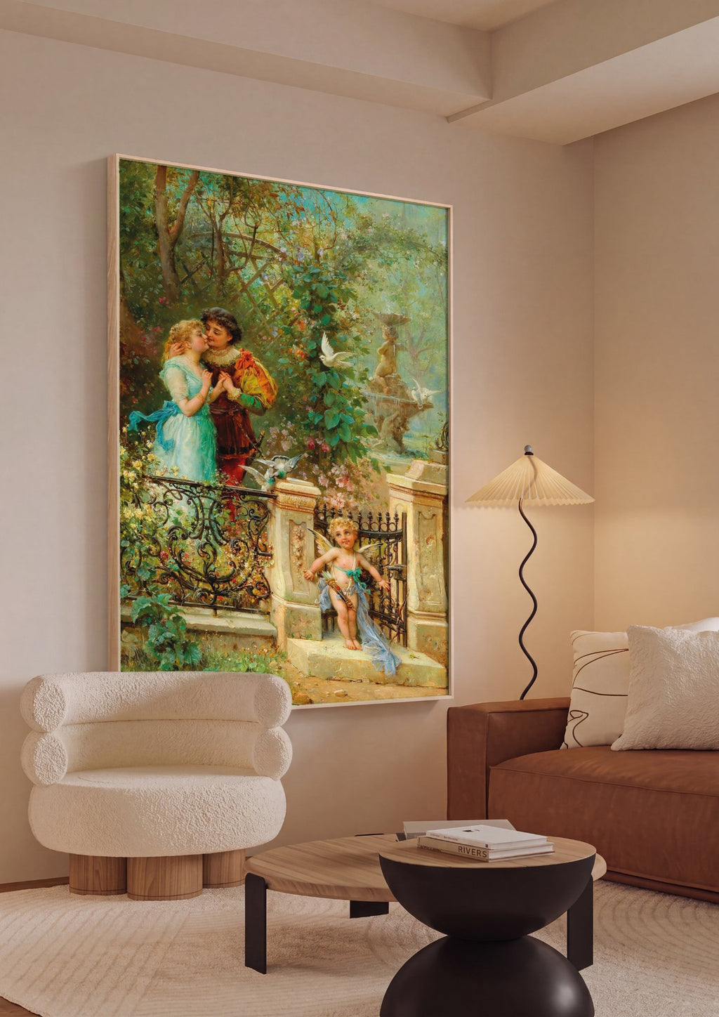 Quadro Decorativo O Beijo Proibido (Atribuído) - Hans Zatzka em ambiente decorado