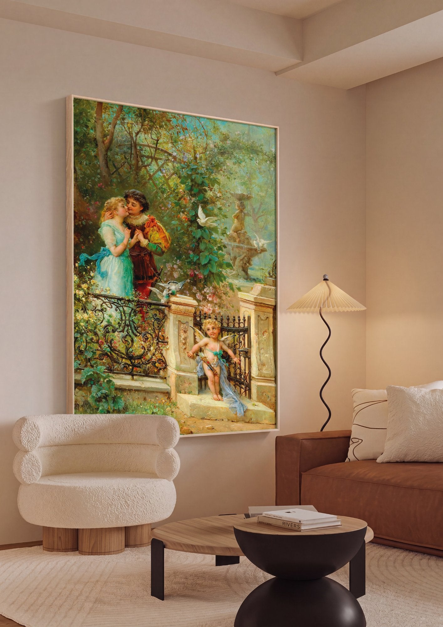 Quadro Decorativo O Beijo Proibido (Atribuído) - Hans Zatzka em ambiente decorado