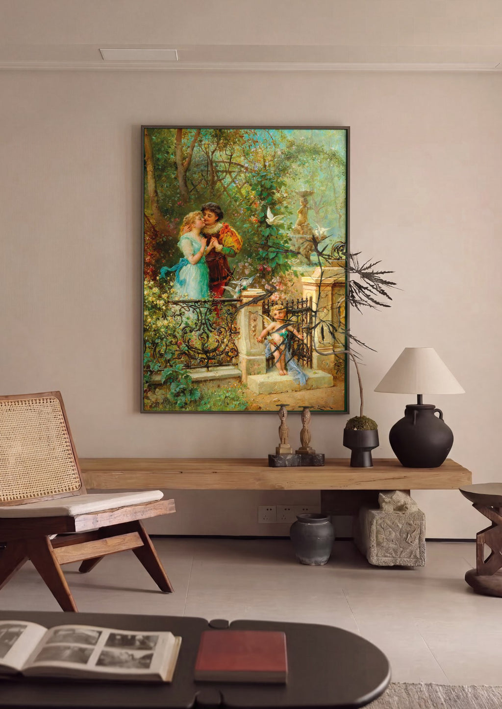 Quadro Decorativo O Beijo Proibido (Atribuído) - Hans Zatzka em ambiente decorado