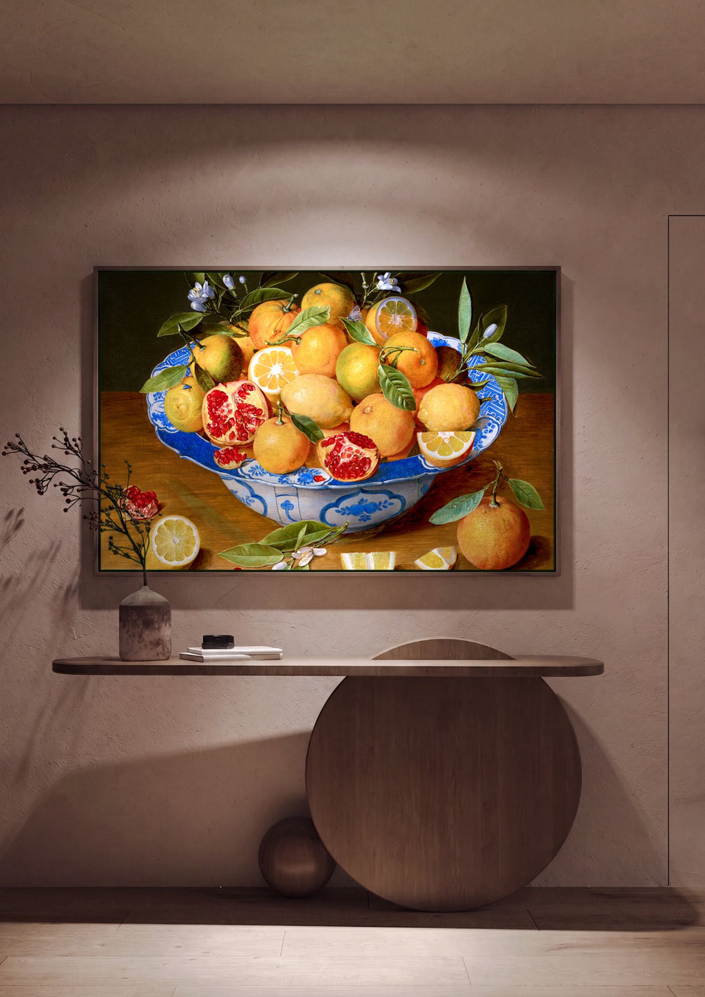 Quadro Decorativo Cesto de Frutas Cítricas - F. I. van Velde em ambiente decorado