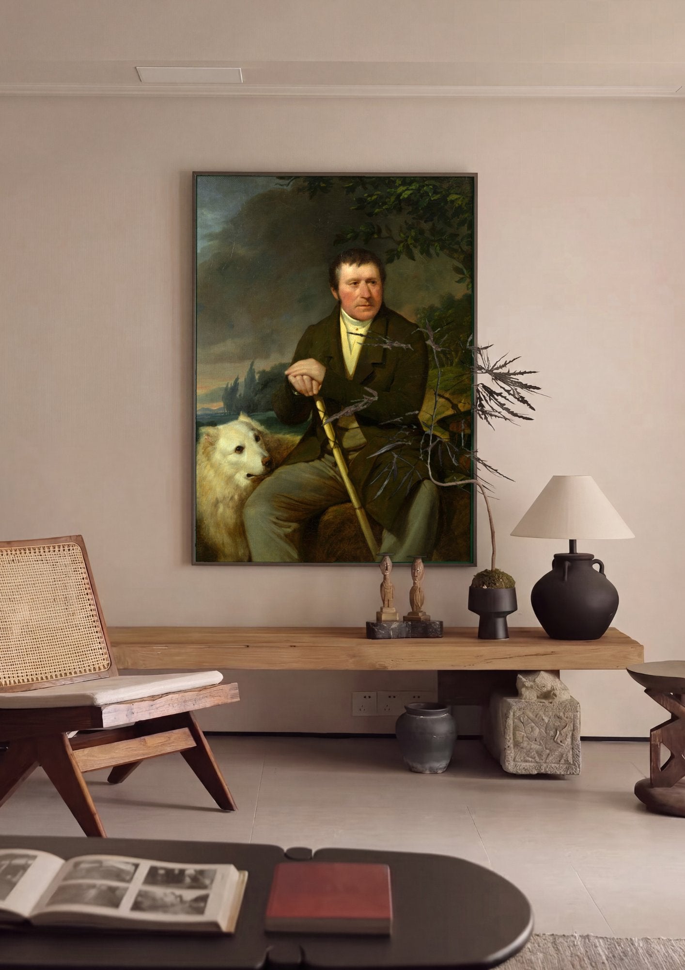 Quadro Decorativo Homem com Cão - Friedrich Von Amerling em ambiente decorado