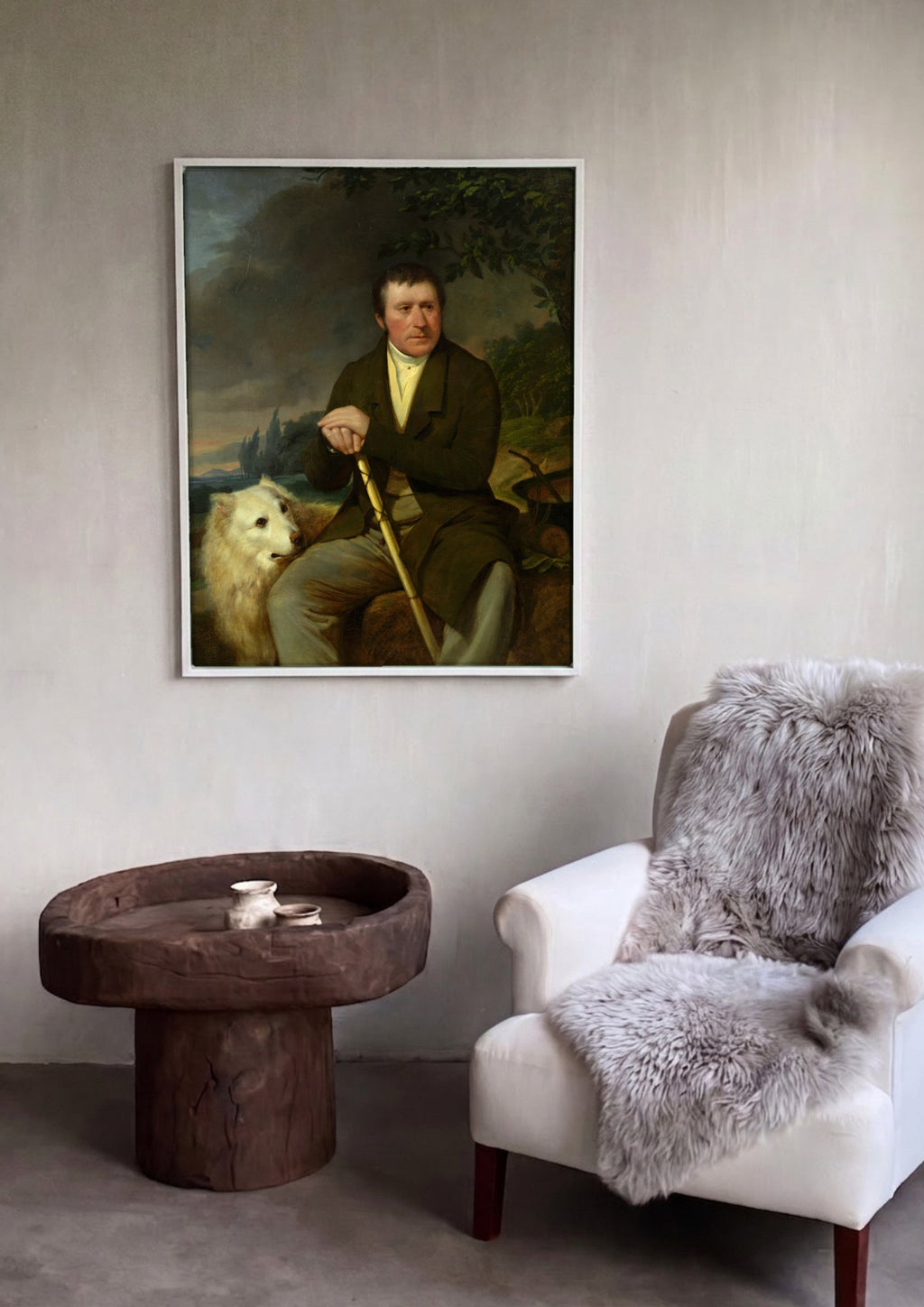 Quadro Decorativo Homem com Cão - Friedrich Von Amerling em ambiente decorado