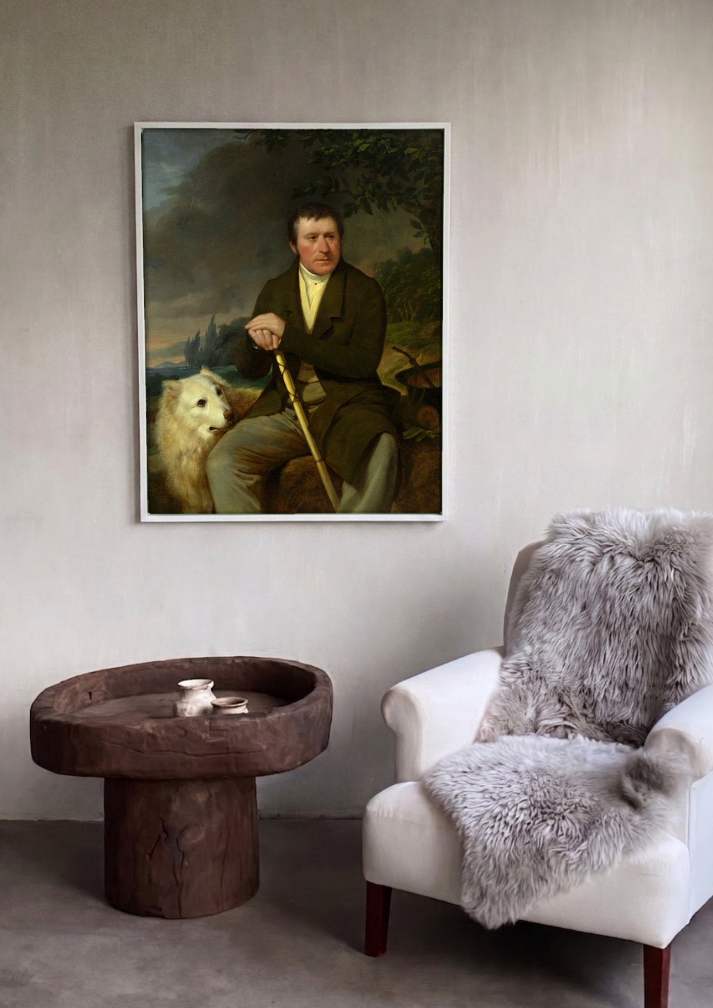Quadro Decorativo Homem com Cão - Friedrich Von Amerling em ambiente decorado