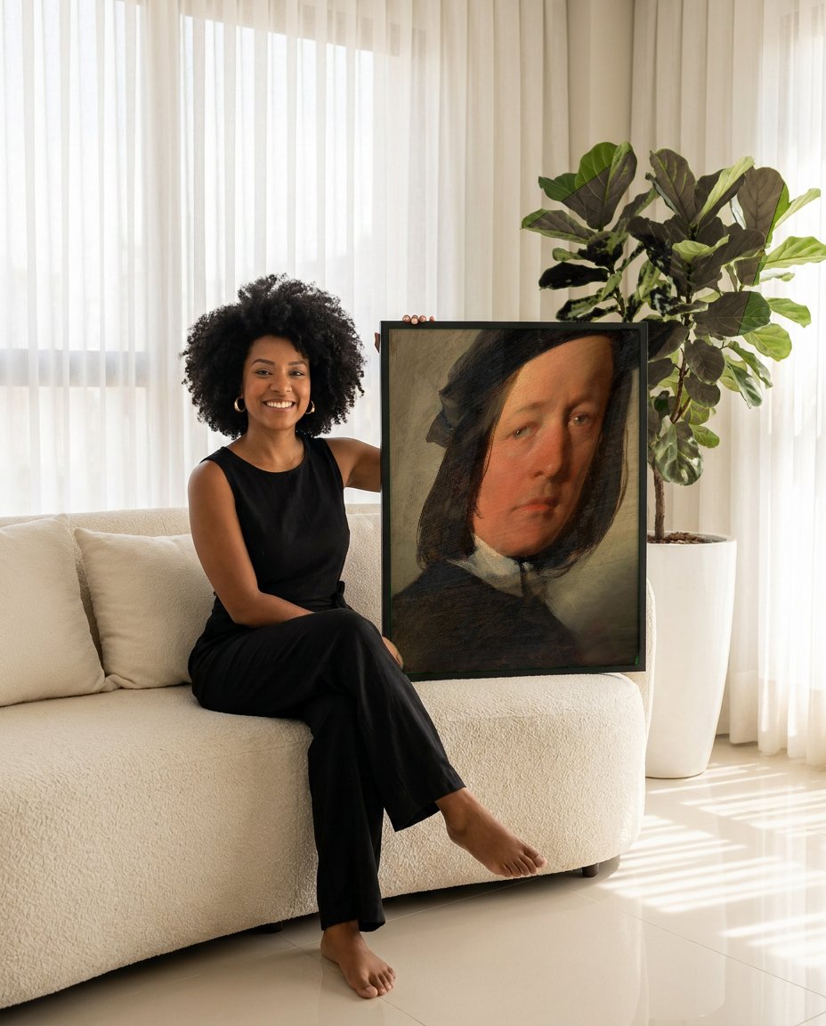 Quadro Decorativo Retrato Masculino - Friedrich Von Amerling com modelo em ambiente