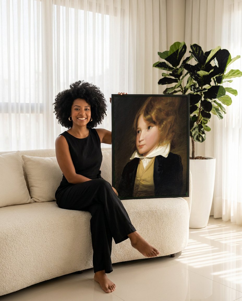 Quadro Decorativo Retrato de Menino - Friedrich von Amerling com modelo em ambiente