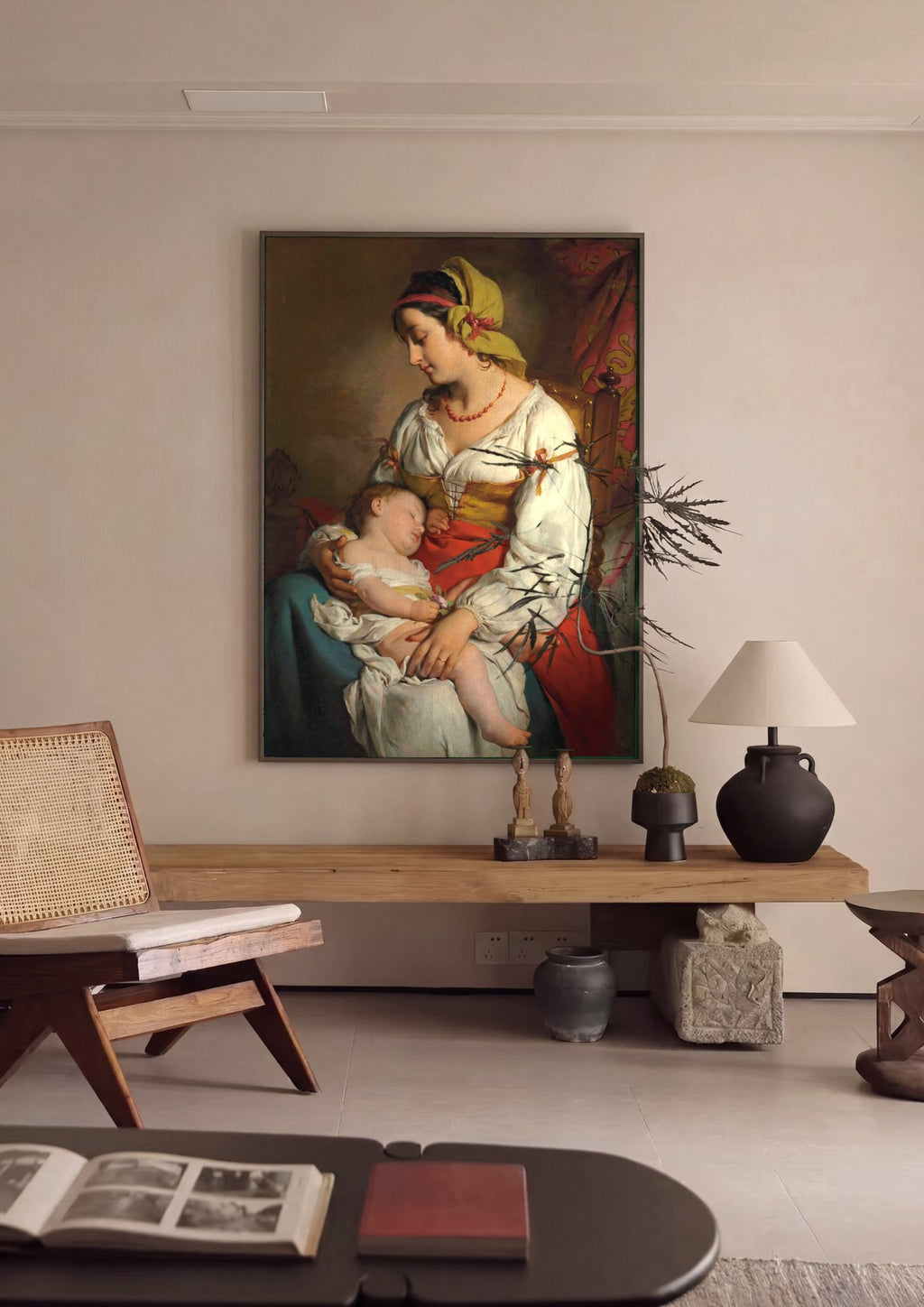 Quadro Decorativo A Mãe e a Criança - Friedrich Von Amerling em ambiente decorado