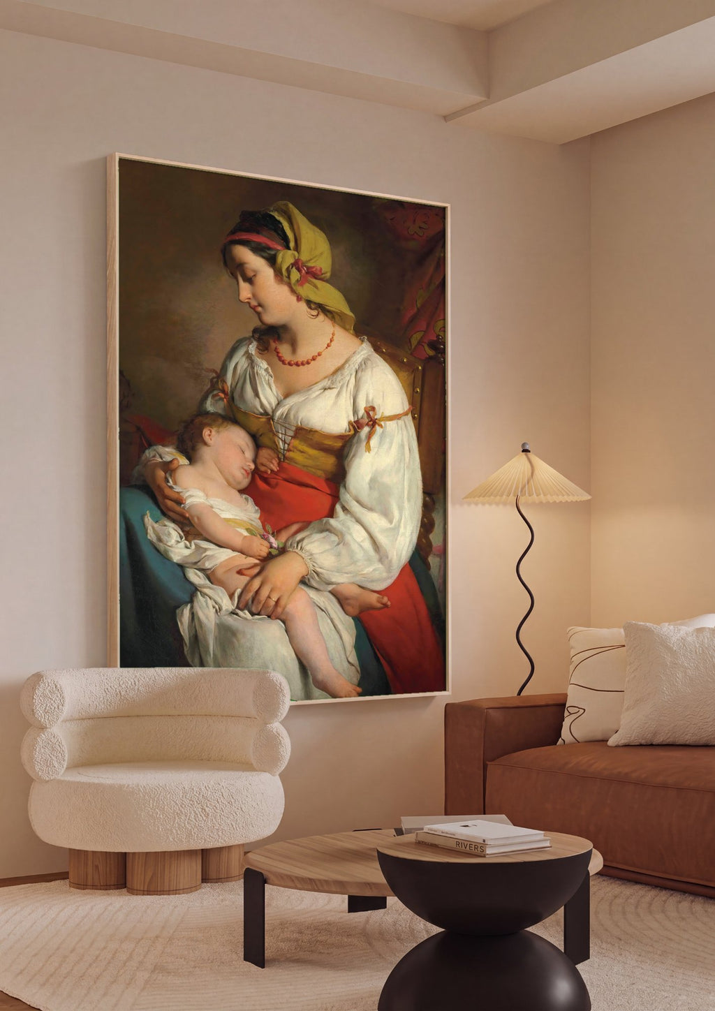 Quadro Decorativo A Mãe e a Criança - Friedrich Von Amerling em ambiente decorado
