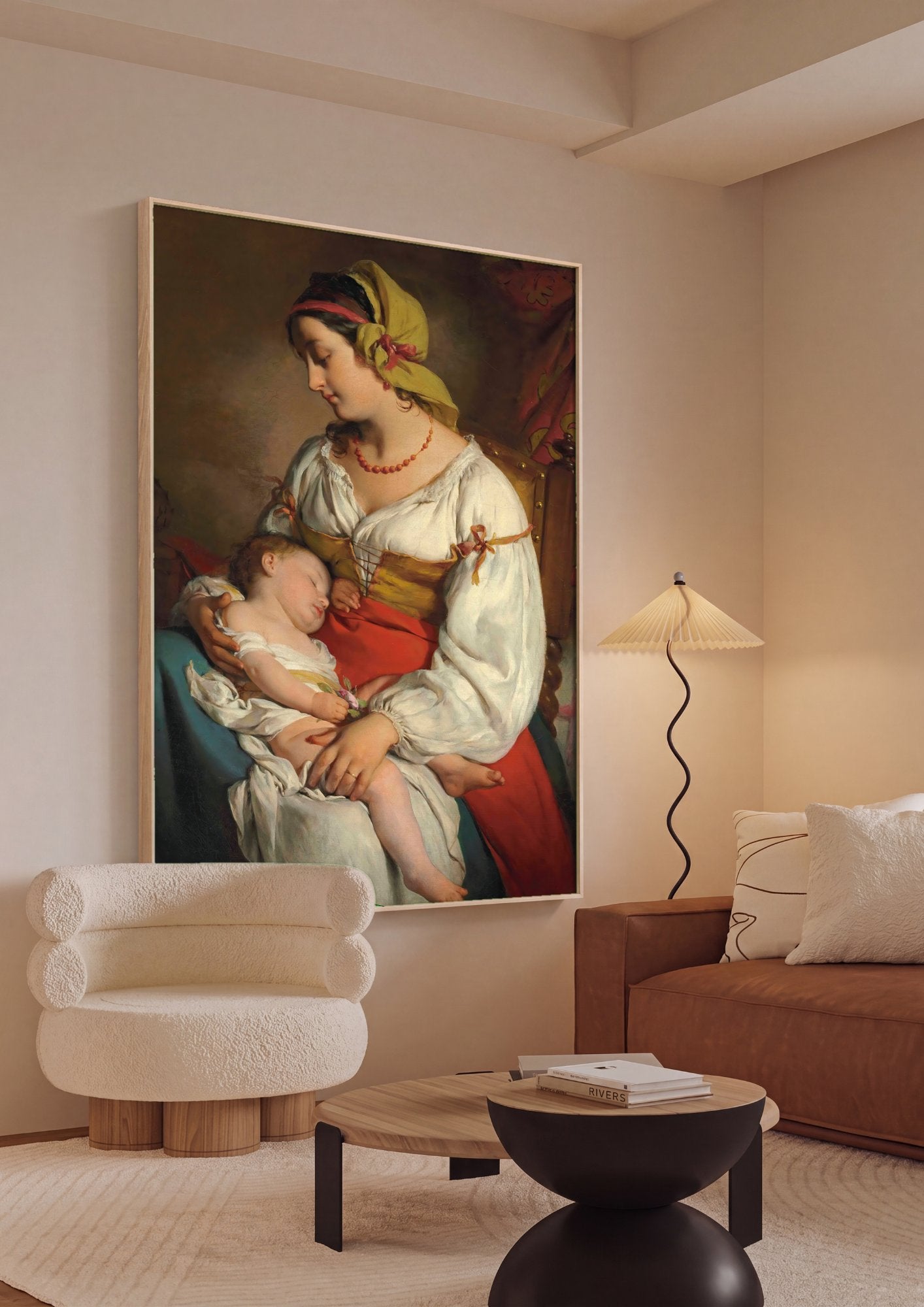 Quadro Decorativo A Mãe e a Criança - Friedrich Von Amerling em ambiente decorado