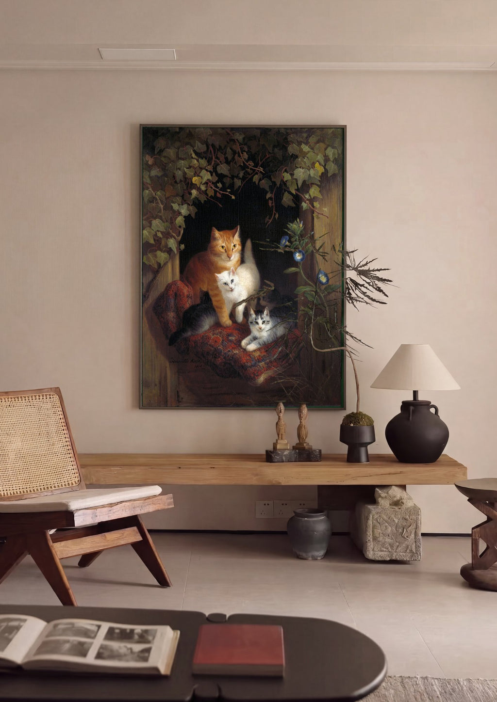 Quadro Decorativo Gatos na Janela - Henriëtte Ronner-Knip em ambiente decorado