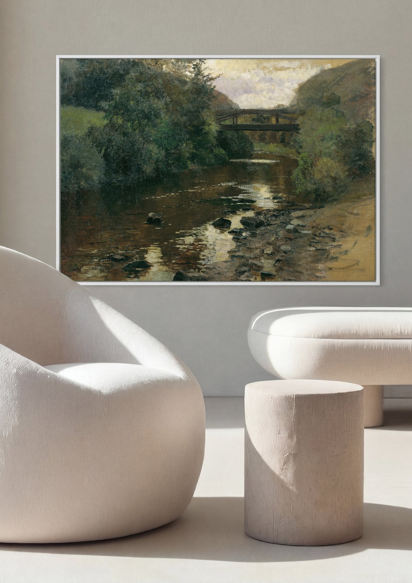 Quadro Decorativo Rio na Floresta - Marie Egner em ambiente decorado