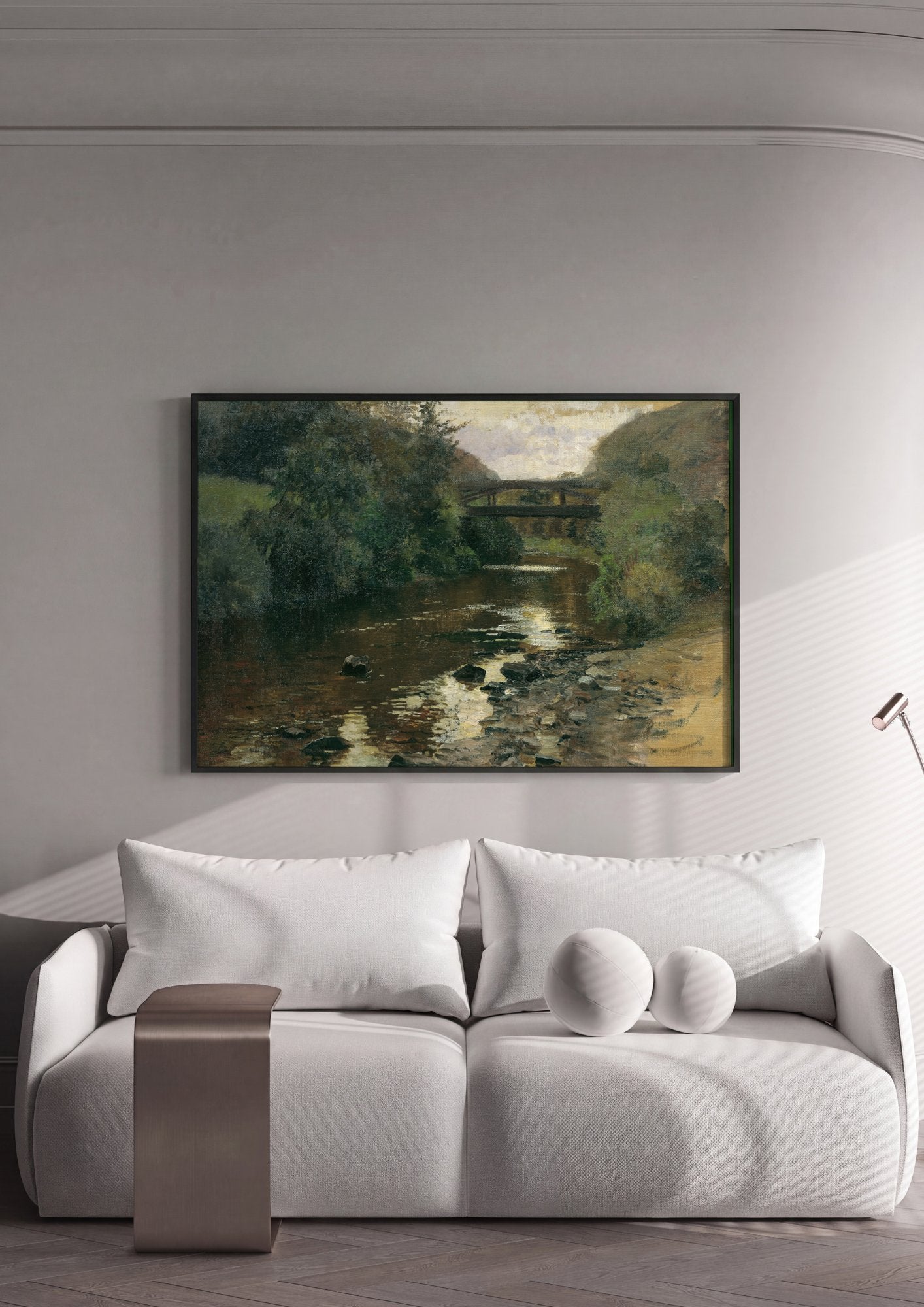 Quadro Decorativo Rio na Floresta - Marie Egner em ambiente decorado