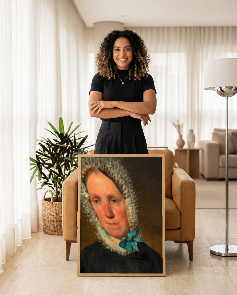 Quadro Decorativo Retrato de Mulher - Friedrich von Amerling com modelo em ambiente