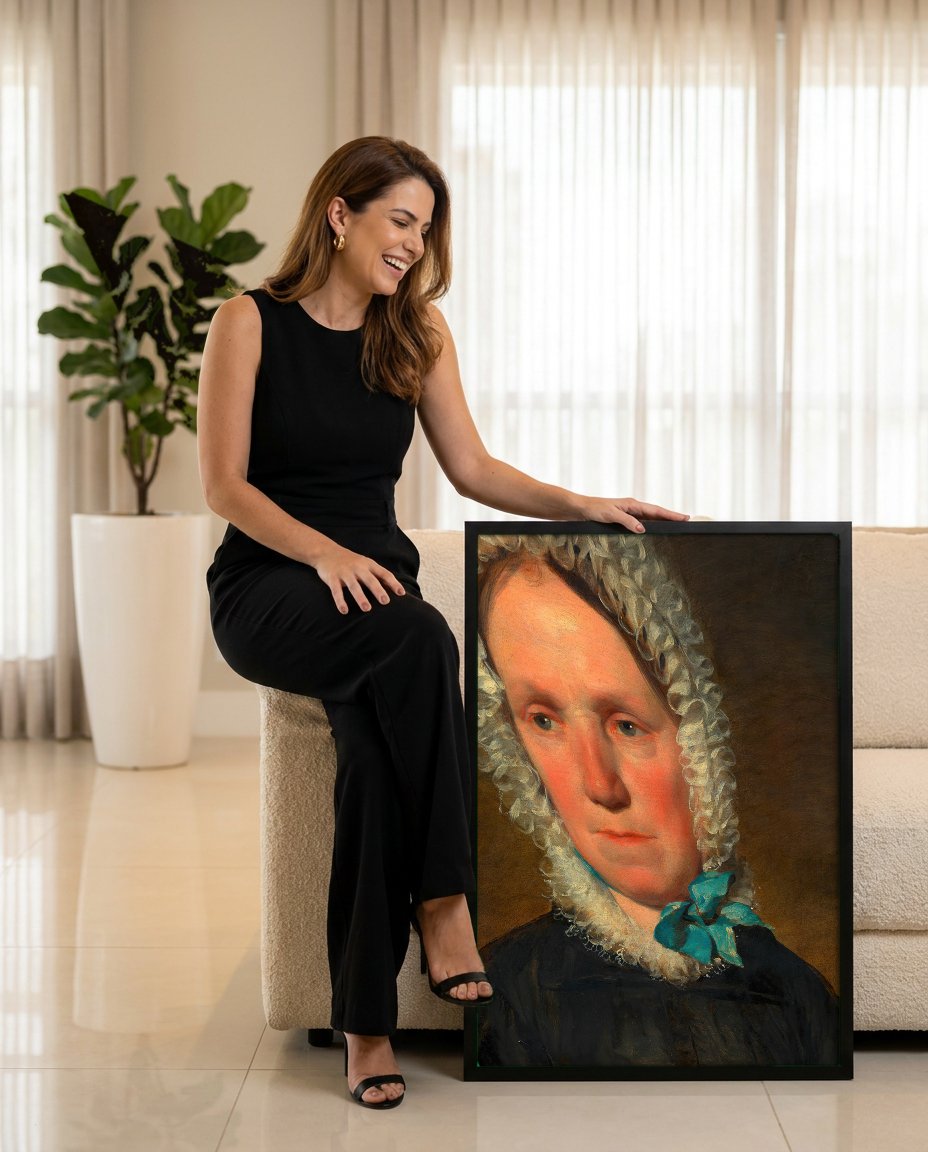 Quadro Decorativo Retrato de Mulher - Friedrich von Amerling com modelo em ambiente