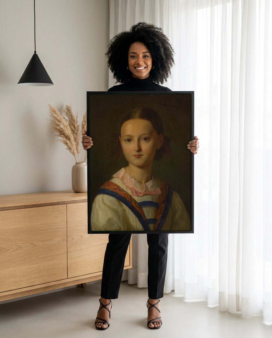 Quadro Decorativo Retrato de Menina - Friedrich von Amerling com modelo em ambiente