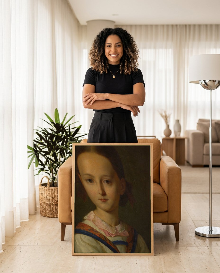 Quadro Decorativo Retrato de Menina - Friedrich von Amerling com modelo em ambiente