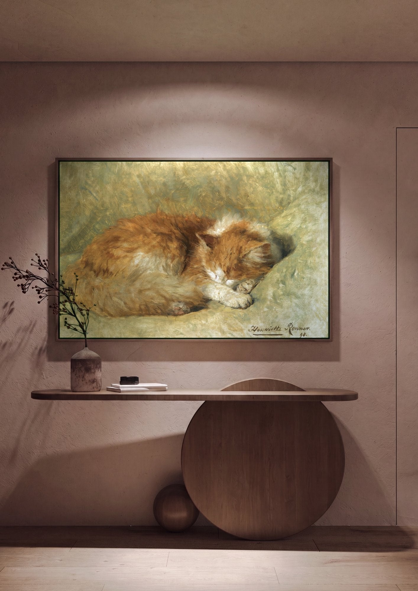 Quadro Decorativo Gato Adormecido - Henriëtte Ronner-Knip em ambiente decorado