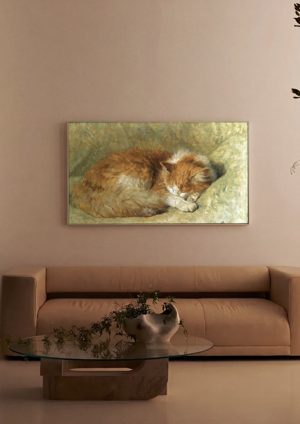 Quadro Decorativo Gato Adormecido - Henriëtte Ronner-Knip em ambiente decorado